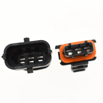 Rear view of 3-pin sealed automotive connector 1928404074 highlighting wiring connections