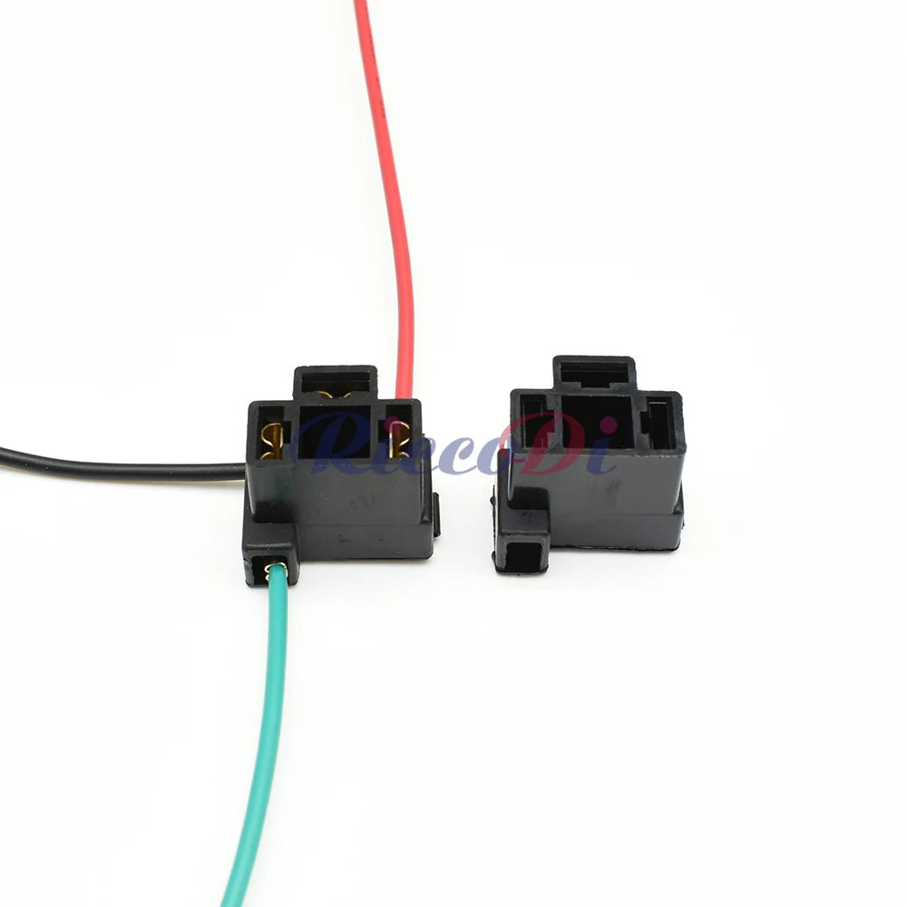 Close-up of 3-pin H4 headlight socket connector showing male and female plug terminals for secure car headlight wiring