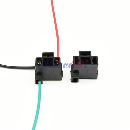 Close-up of 3-pin H4 headlight socket connector showing male and female plug terminals for secure car headlight wiring