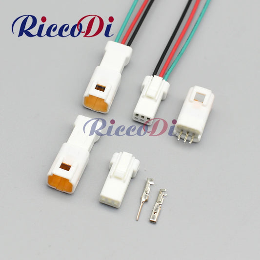 3 pin auto rearview mirror connector showing male and female plug with wiring interface