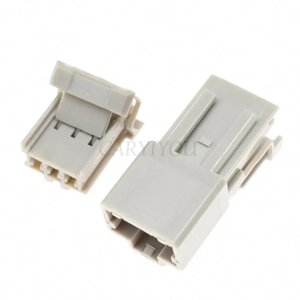 Rear view of gray waterproof 3-pin connector highlighting car wire harness attachment