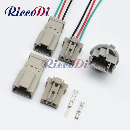 3-pin gray waterproof auto connector plug for car reversing lamp with secure male and female terminals