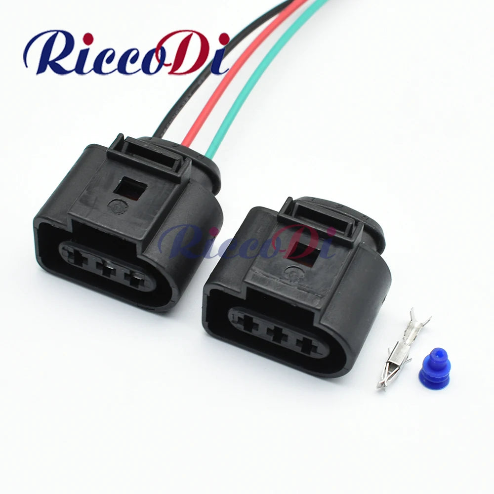 3-pin automotive sensor pigtail connector 1J0973723 3.5mm female plug full view for VW Audi Skoda Golf Jetta