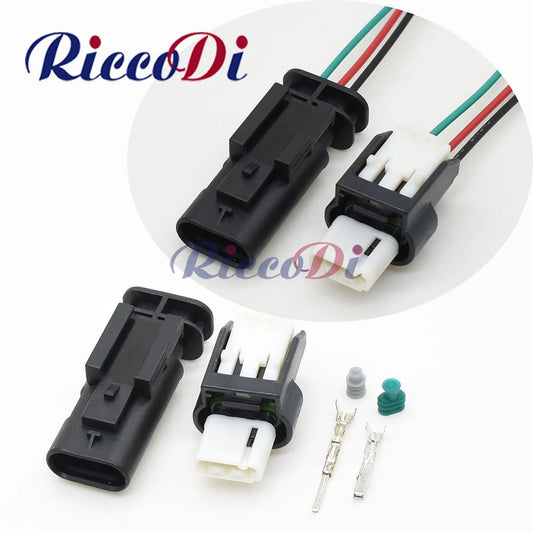 3-Pin automotive starter connector showing male and female plug with terminals WPT-1492