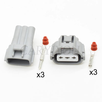 3-pin turn signal headlight wiring connector installed in car headlight pigtail harness for Toyota, Honda, and Infiniti vehicles