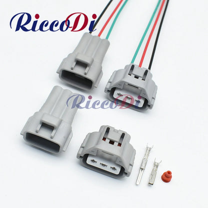 3-pin turn signal headlight wiring connector pigtail harness plug full view compatible with Toyota, Honda, and Infiniti vehicles
