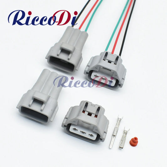 3-pin turn signal headlight wiring connector pigtail harness plug full view compatible with Toyota, Honda, and Infiniti vehicles