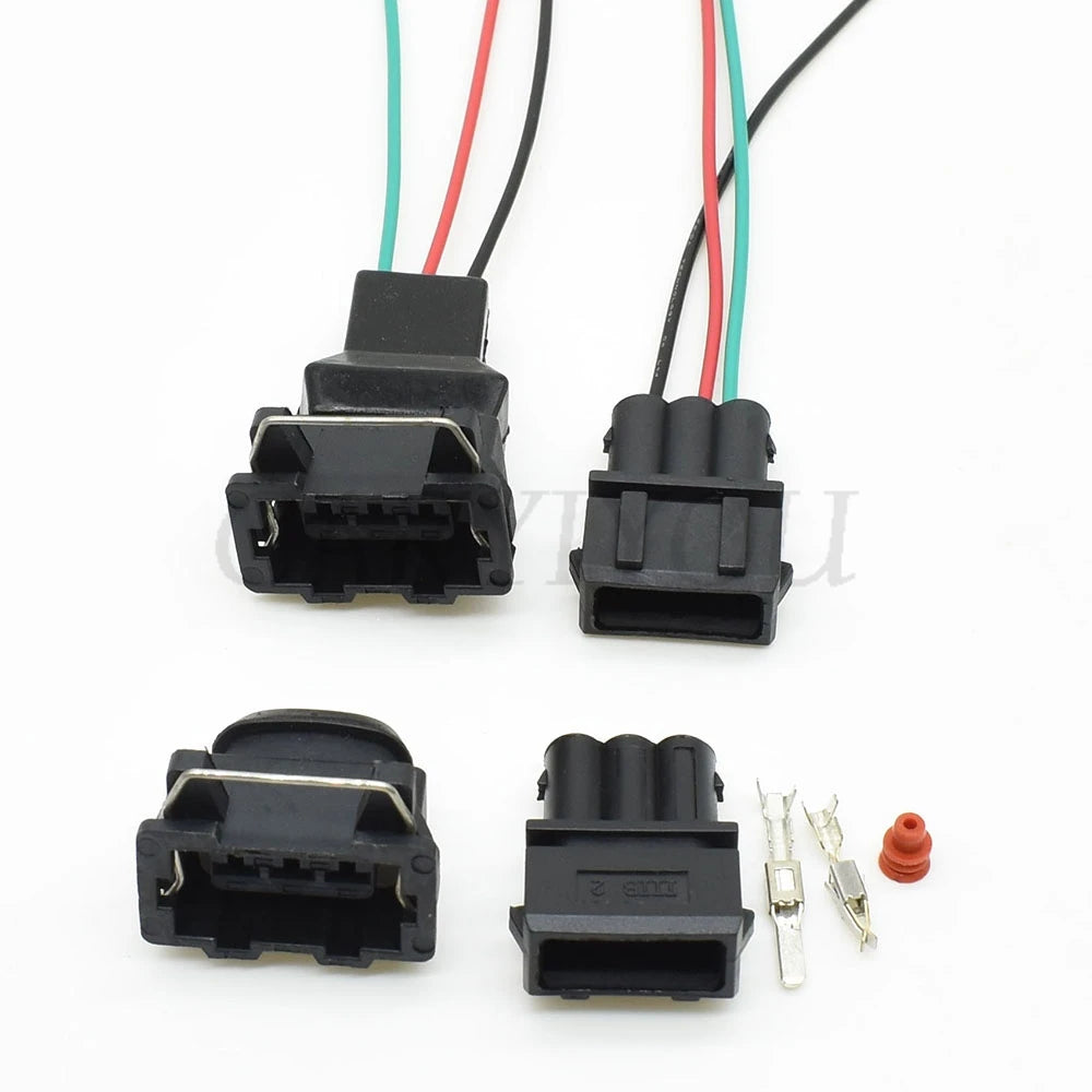 Detailed view of plastic housing and waterproof sealing in 3-Pin automotive connector for VW