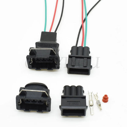 Detailed view of plastic housing and waterproof sealing in 3-Pin automotive connector for VW
