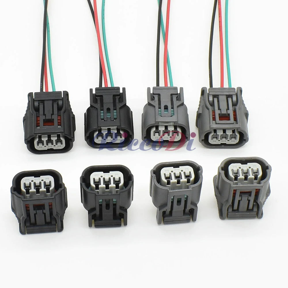 Close-up of 3-pin automotive wire harness connector 6189-7037 HX 040 showing secure terminals