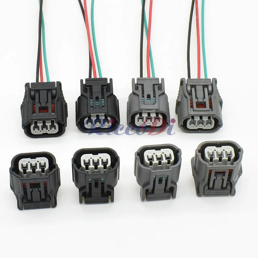 Close-up of 3-pin automotive wire harness connector 6189-7037 HX 040 showing secure terminals