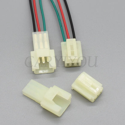 Detailed view of unsealed plastic housing for 3-way AC assembly automotive cable connector