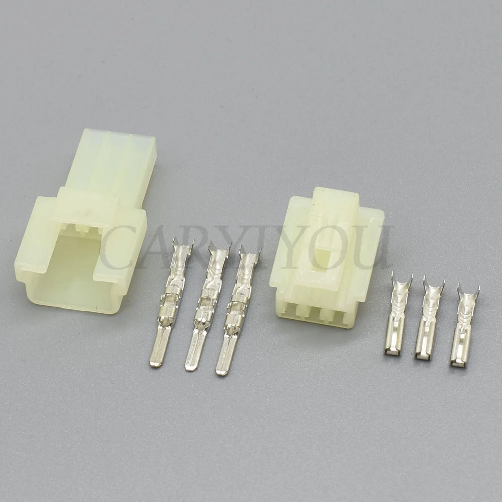 3-Way AC assembly car connector installed in vehicle showing proper wiring and unsealed plastic housing