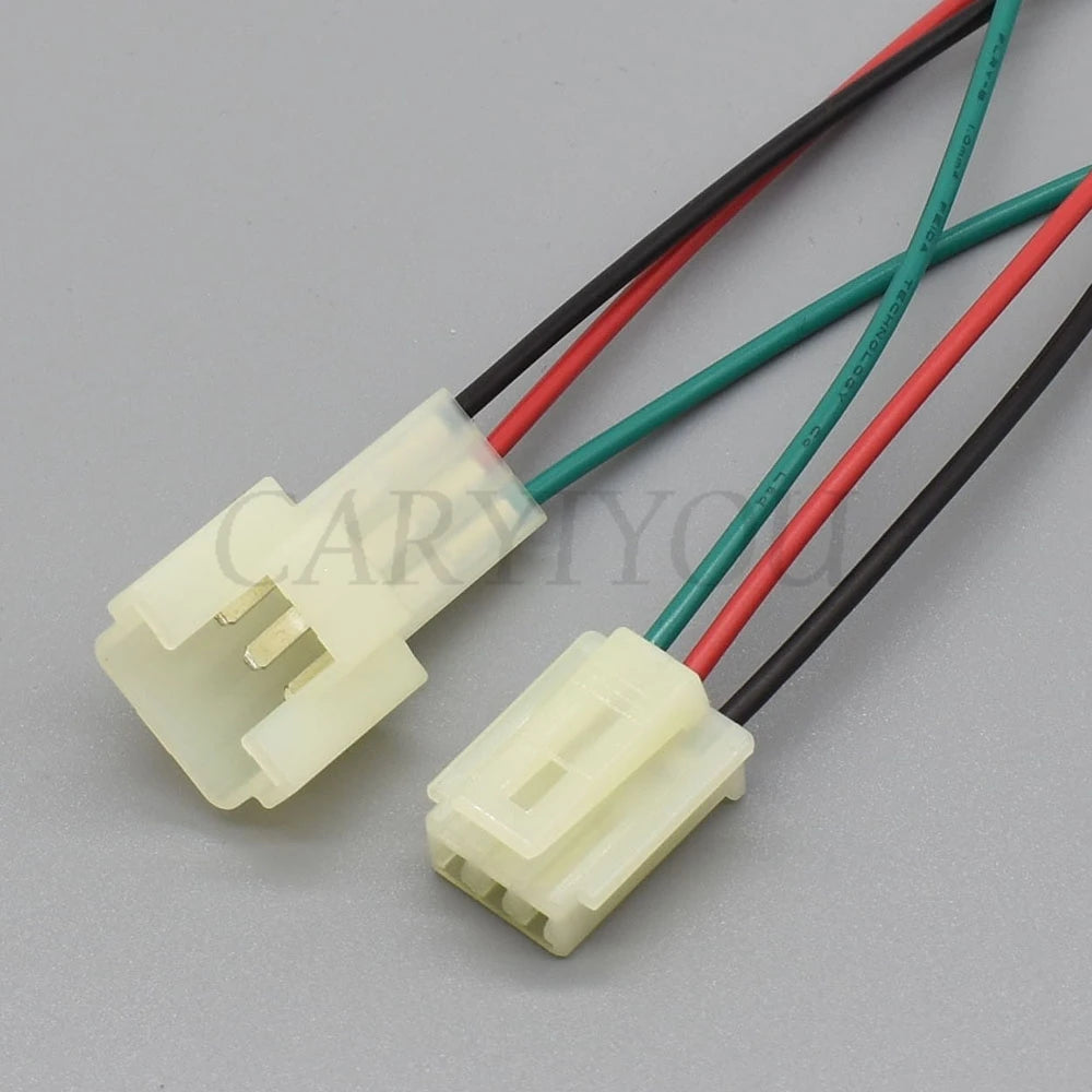 3-way AC assembly car cable connector with 15cm wire showing flexible automotive wiring setup