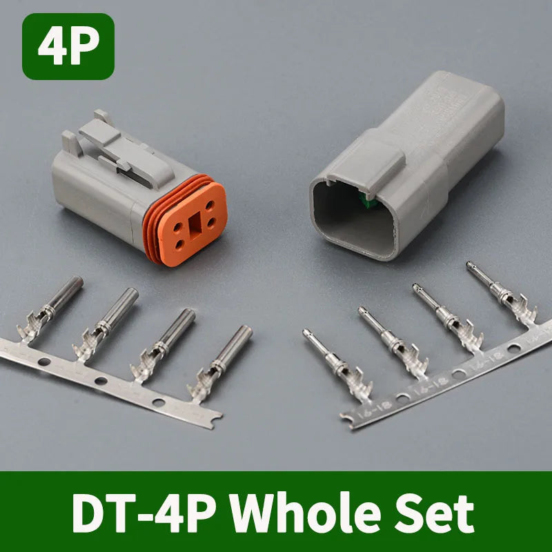 4 pin Deutsch DT series waterproof connector DT04-4P DT06-4S, 16-22AWG electrical wire connector male and female set
