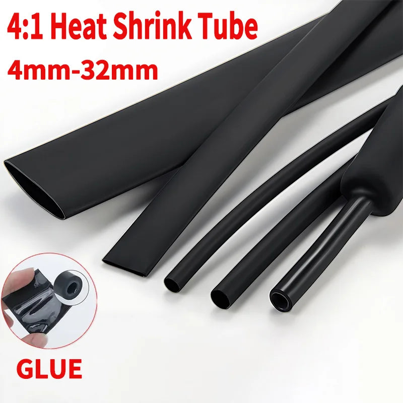 5 meter 4:1 dual wall heat shrink tube with glue, heat shrinkable tubing 4-32mm sizes