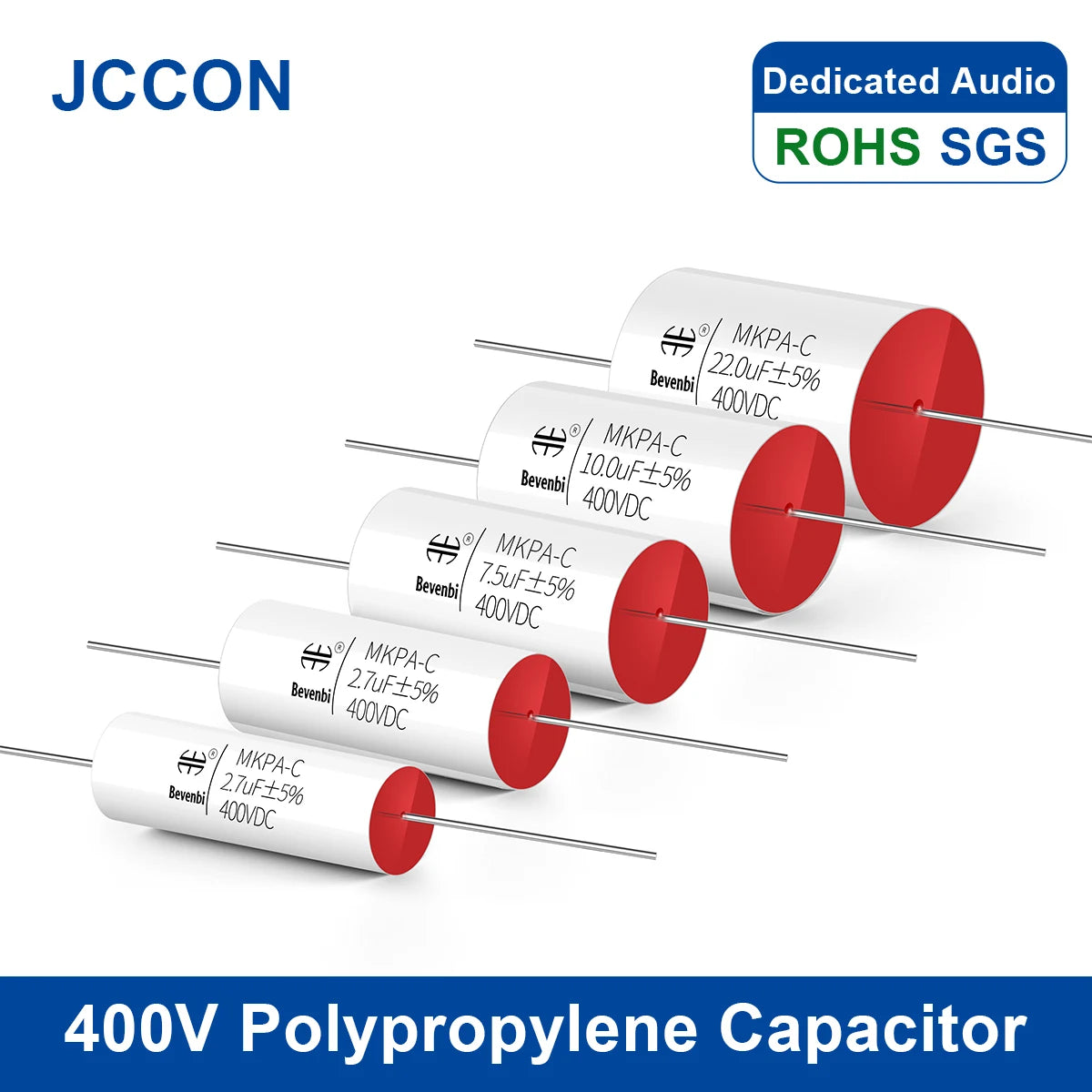 400V MKP metallized polypropylene film audio capacitor, 0.68µF-20µF, ideal for HiFi frequency divider and audiophile applications
