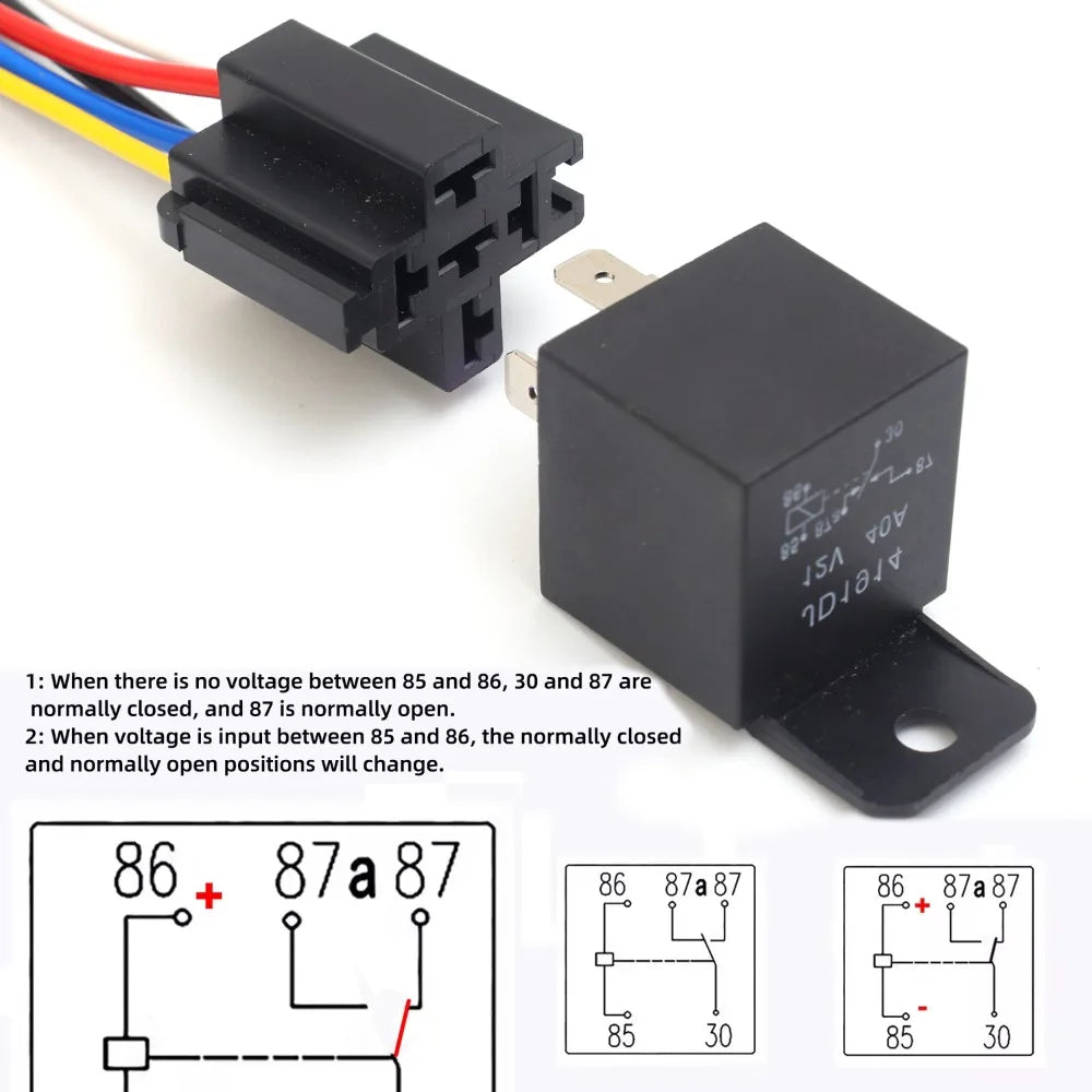 12V 40A waterproof relay kit with socket