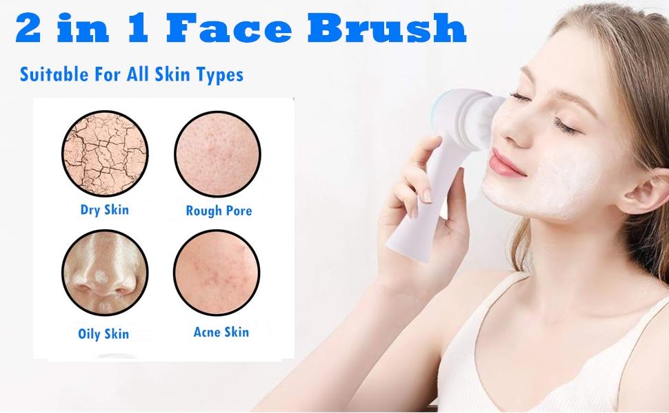 3D Silicone Facial Cleanser Double Sided Face Brush for Massage
