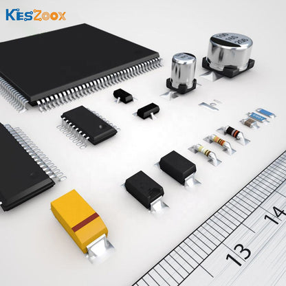 Capacitor full category photo guide — (1) tantalum capacitor radial, (2) AC motor run capacitor, (3) MKP polypropylene film capacitor, (4) cement resistor 505K 250V, (5) green film capacitor 2K104K, (6) SMD tantalum capacitor 107 16V, (7) red polyester film capacitor, (8) MLCC large size 1812 2220, (9) glass hermetic capacitor H15800, (10) green film capacitor 2A334J, (11) blue electrolytic capacitor 450V and CBB21 polypropylene film capacitor 103J 630V — all capacitor types at Keszoox