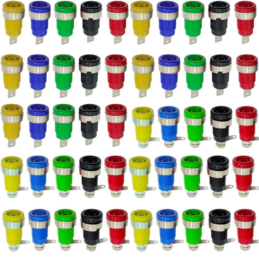 20PCS 4mm banana socket 32A panel mount female connectors, insulated safety binding post jacks in 5 colors for DIY projects