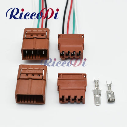 4 Pin 4.8mm series brown wire car electrical connector DJ7041-4.8-11/21 with terminal overview for VW Audi Toyota Nissan