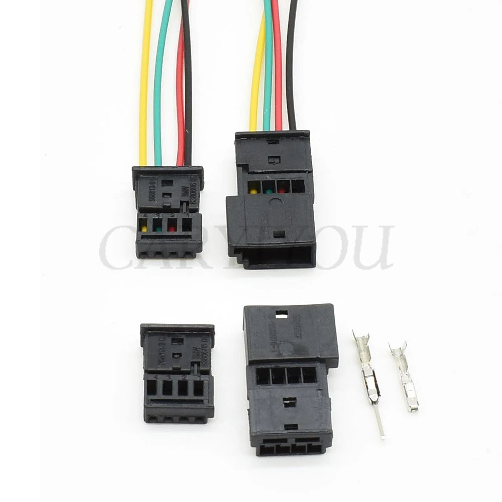 Plastic housing structure of 4 Pin automotive connector for car ambient light and door light wire harness plug 968813-9 838069609 0-1452576-1 968813-1