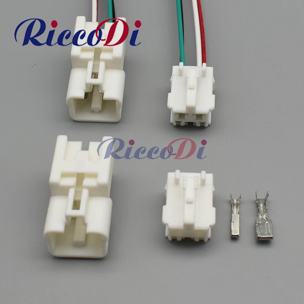 4 pin automotive plastic wire harness connector with unsealed design and terminals, compatible with 1300-3849 and 13940682
