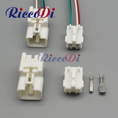 4 pin automotive plastic wire harness connector with unsealed design and terminals, compatible with 1300-3849 and 13940682