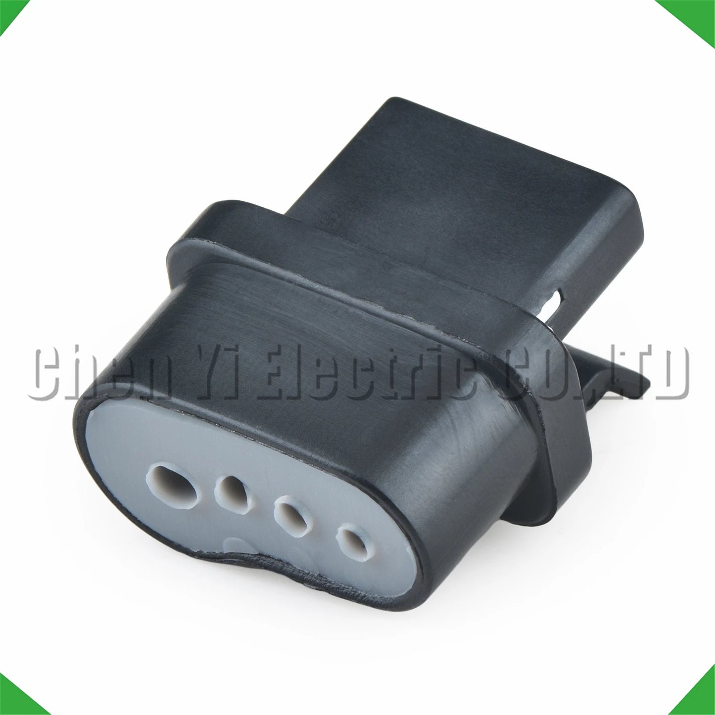 Detailed view of 4 pin automotive connector wire harness plug for water tank electronic fan
