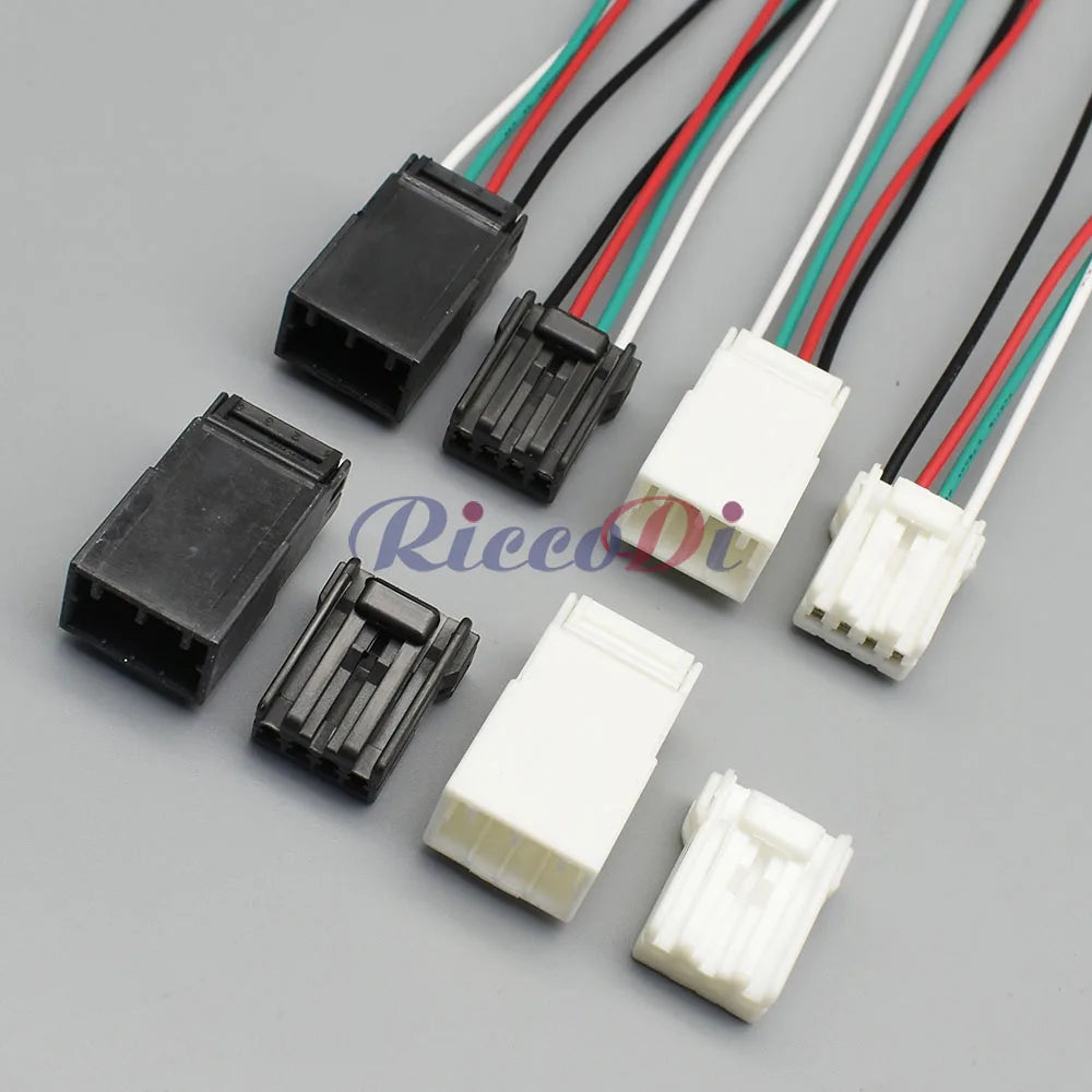 Close-up of 4 Pin black white male female waterproof automotive connector terminals 174929-1 174922-1