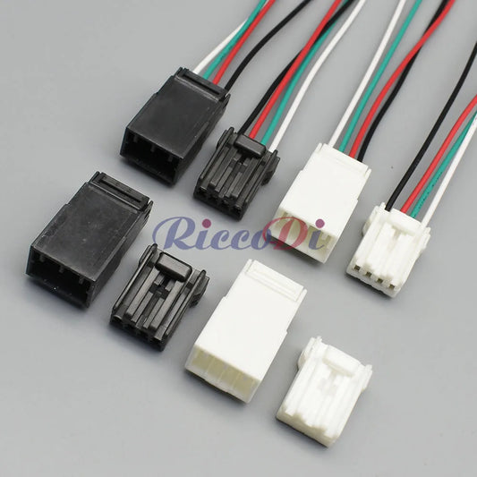 Close-up of 4 Pin black white male female waterproof automotive connector terminals 174929-1 174922-1