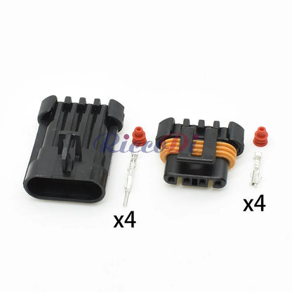 Close-up of 4 Pin Delphi 12162144 electrical connector terminals, waterproof O2 sensor plug for Holden Barina Frontera