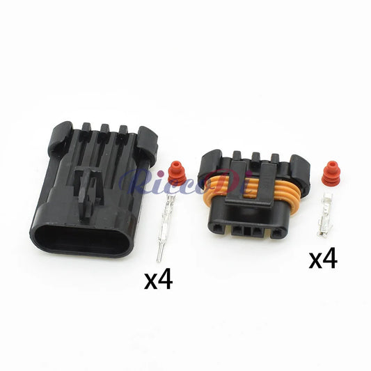 Close-up of 4 Pin Delphi 12162144 electrical connector terminals, waterproof O2 sensor plug for Holden Barina Frontera