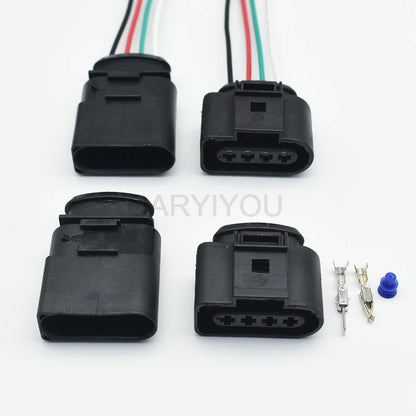 Plastic housing structure of 4 Pins male female ignition coil wire connector 4B0973724 638245-1 1J0973724 1J0973824
