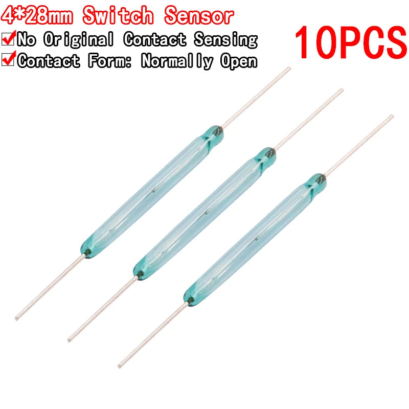 4x28mm magnetic reed switch sensor, normally open NO contact induction for DIY electronics and home automation projects