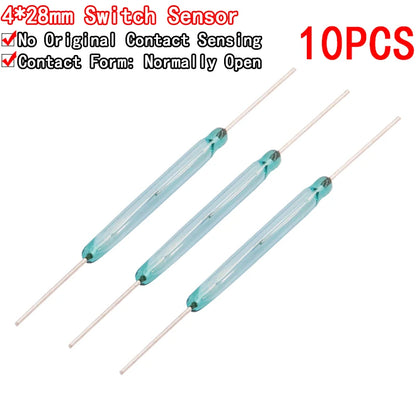 4x28mm magnetic reed switch sensor, normally open NO contact induction for DIY electronics and home automation projects