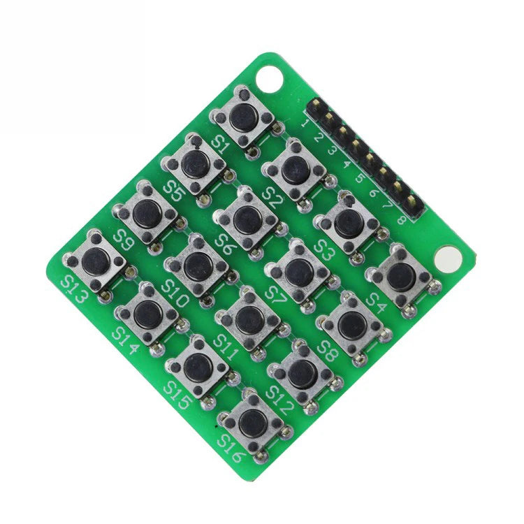 4x4 matrix 16-key keypad module with 16 buttons, compatible with Arduino MCU, ideal for DIY electronics, input interfaces, and robotics projects