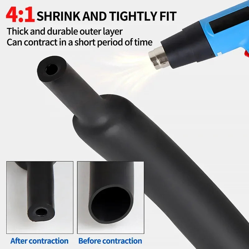 5 meter dual wall heat shrink tubing roll 4:1 ratio with adhesive lining for electrical applications