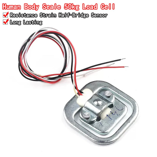 50Kg body load cell weighing sensor with half-bridge strain gauge for total weight measurement, pressure detection, and Arduino projects