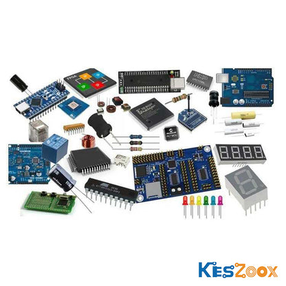 Capacitor full category assortment — MLCC multilayer ceramic capacitor, aluminum electrolytic capacitor, SMD tantalum capacitor, CBB film capacitor, ceramic disc capacitor, SMD aluminum electrolytic, SMD tantalum polymer — all values and voltage ratings in stock at Keszoox