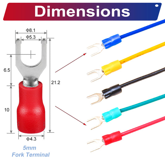 SV1.25-5.0mm Single-Headed Spade Terminal Insulated Cable 18AWG