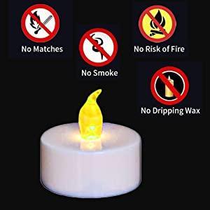 12 Pack Warm Yellow Flameless LED Tea Light Candles 200+ Hours Battery