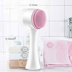 3D Silicone Facial Cleanser Double Sided Face Brush for Massage