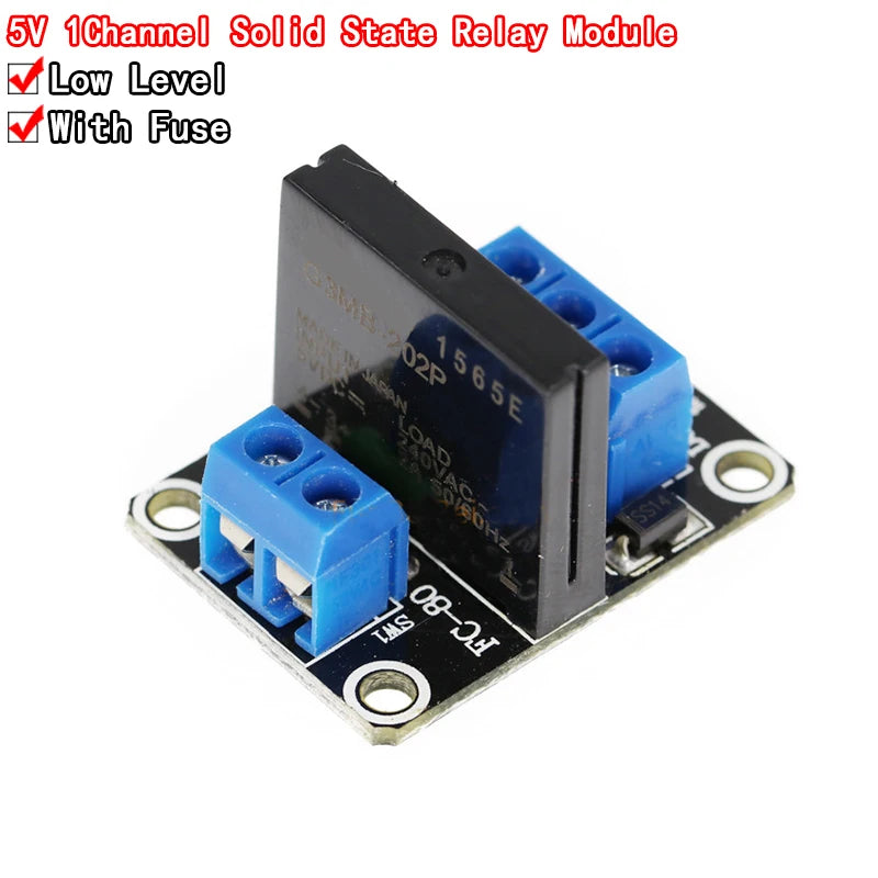 5V 1-channel solid state relay SSR module, supports high and low level trigger, 250V 2A for Arduino and DIY electronic projects