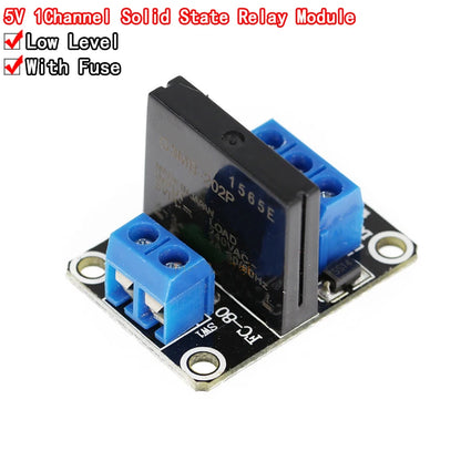 5V 1-channel solid state relay SSR module, supports high and low level trigger, 250V 2A for Arduino and DIY electronic projects