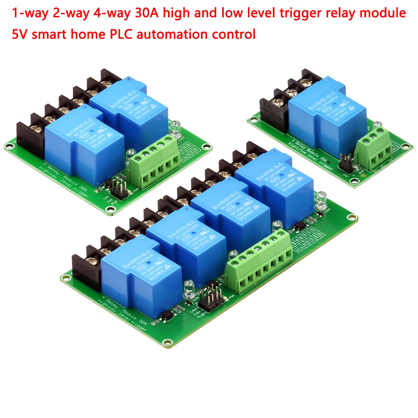 5V 30A relay module with high and low level trigger, suitable for smart home automation, PLC control, and electronic projects