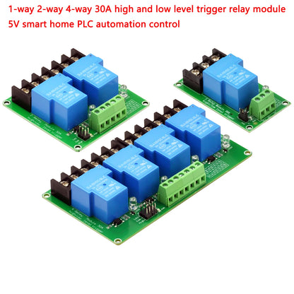 5V 30A relay module with high and low level trigger, suitable for smart home automation, PLC control, and electronic projects