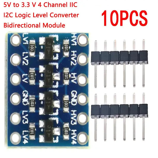 5V to 3.3V 4-channel bidirectional I2C logic level converter module, suitable for Arduino, Raspberry Pi, and DIY electronics projects