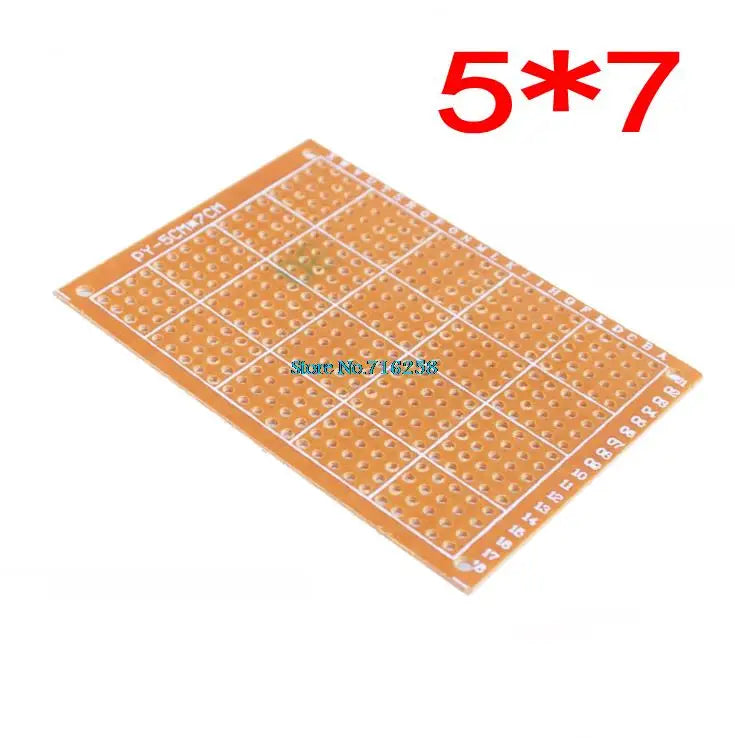 5x7cm yellow DIY prototype PCB universal board, suitable for electronics circuits, soldering, and custom DIY projects